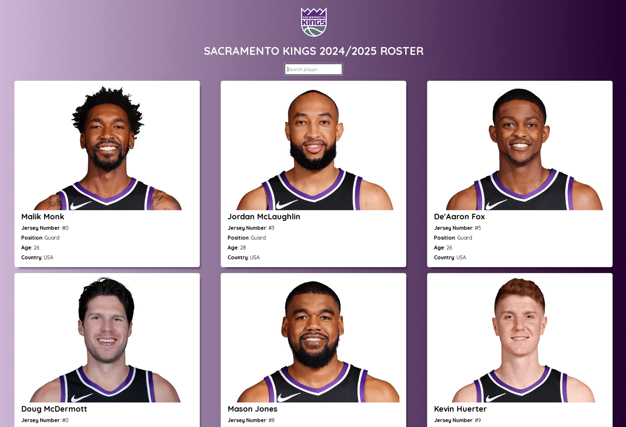 React Kings Players Cards